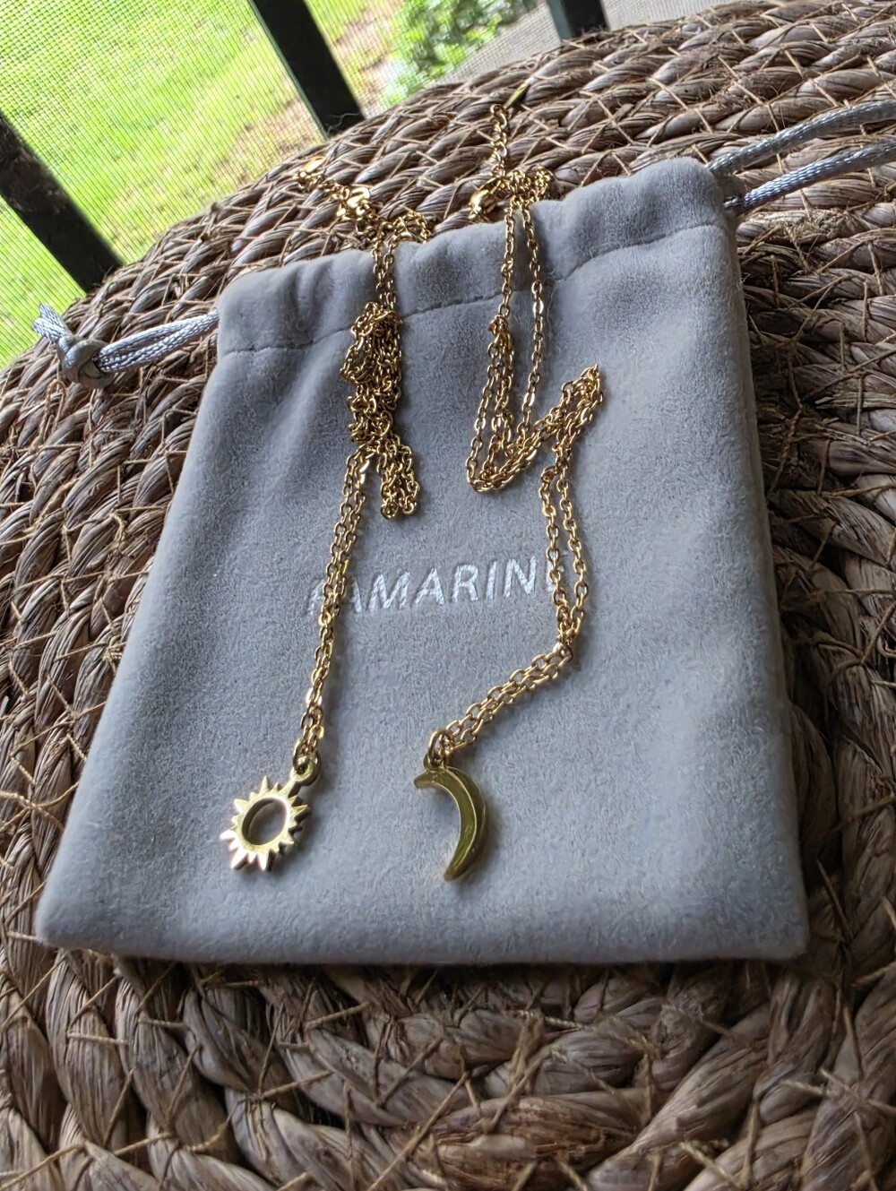 Gold Sun and Moon Necklace Set NEW - Picture 2 of 6